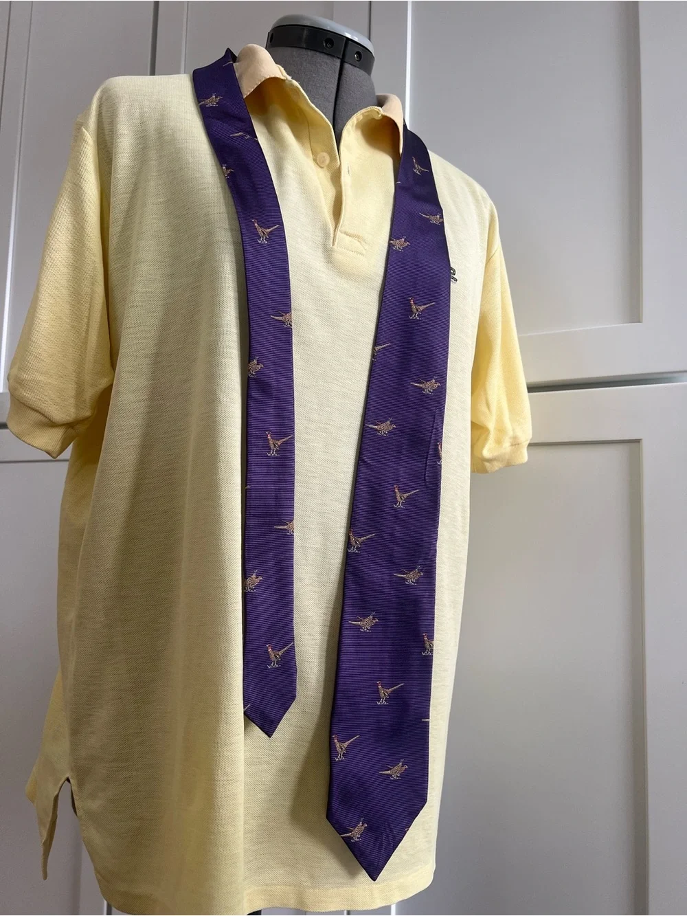 J. Crew Purple Pheasant Motif Silk Tie